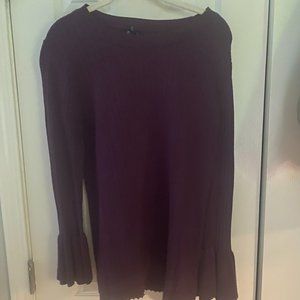 Du Jour Purple Cotton blend Sweater with ruffle wrist In awesome condition - LG